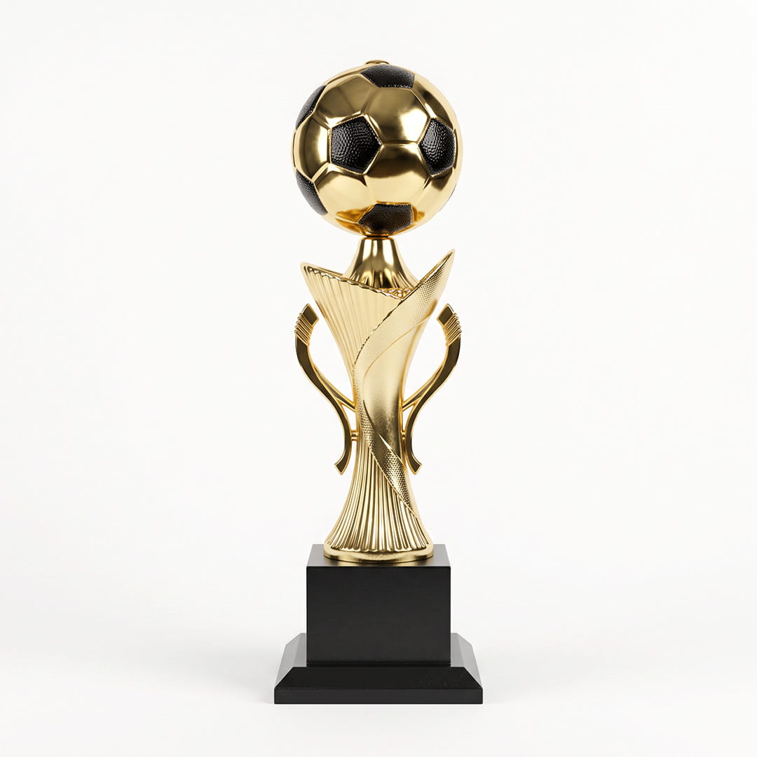 Trofeo estatuilla balón dorado con negro