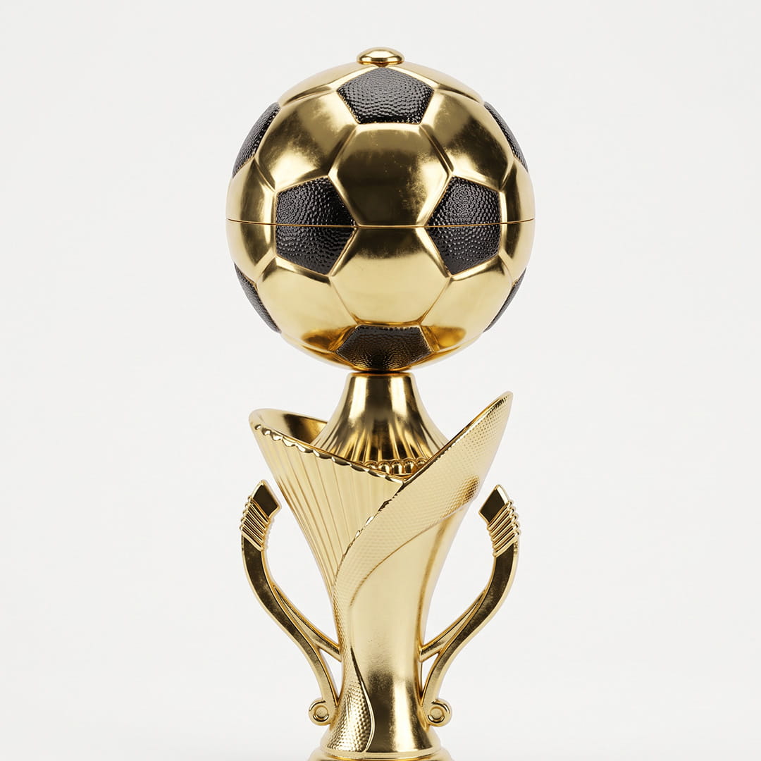 Trofeo estatuilla balón dorado con negro